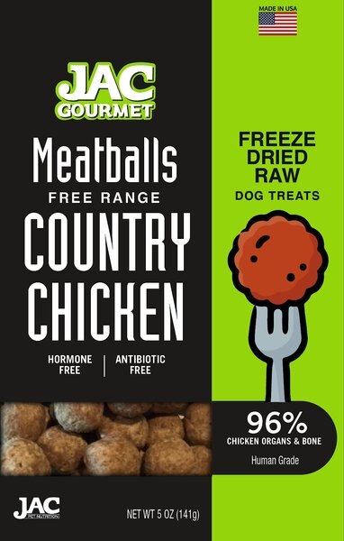 JAC Pet Nutrition Meatballs Free Range Country Chicken Grain-Free Freeze-Dried Raw Dog Treats