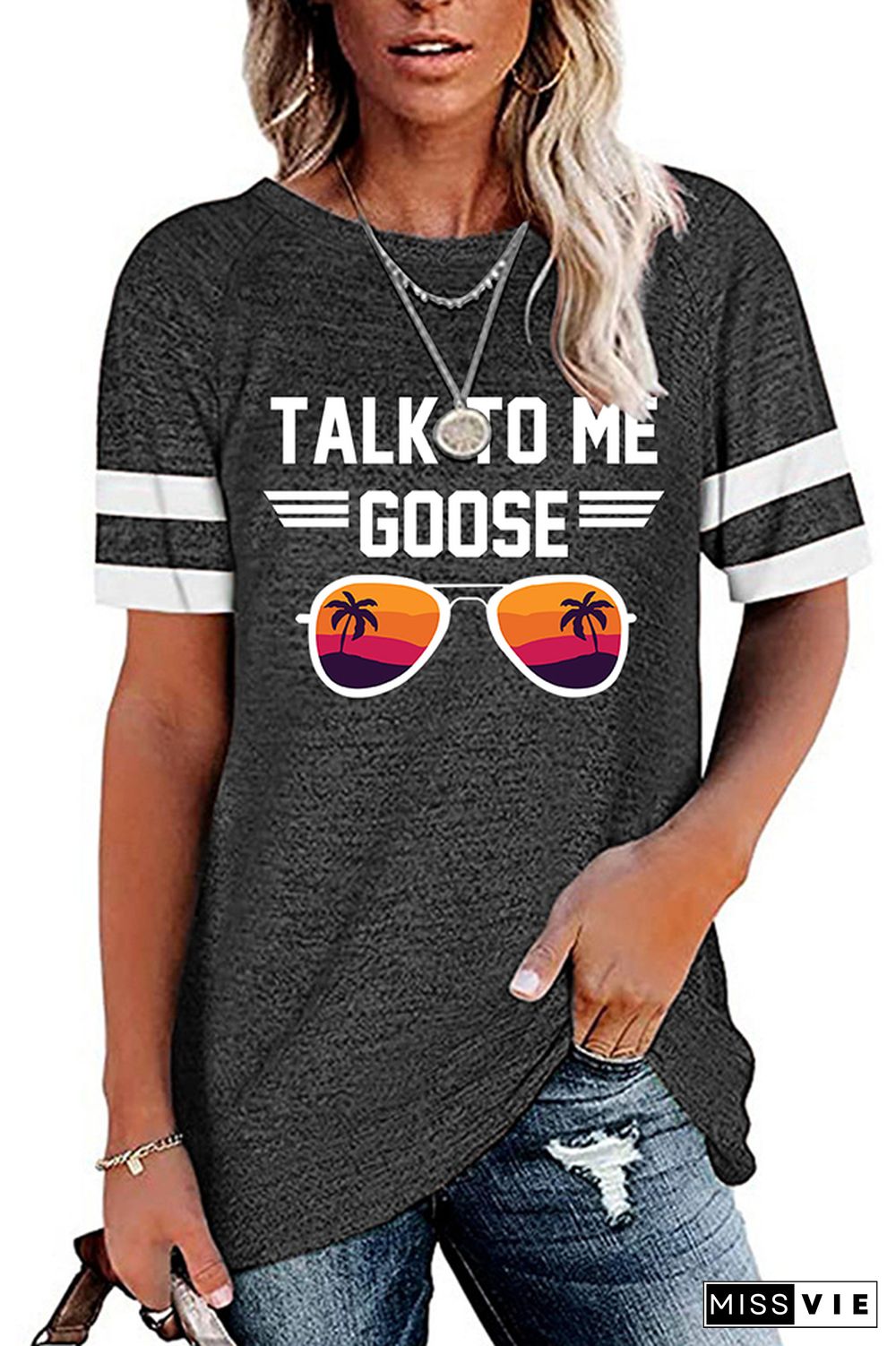 Talk To Me Goose Print Graphic Tees for Women Wholesale Short Sleeve T shirts Top