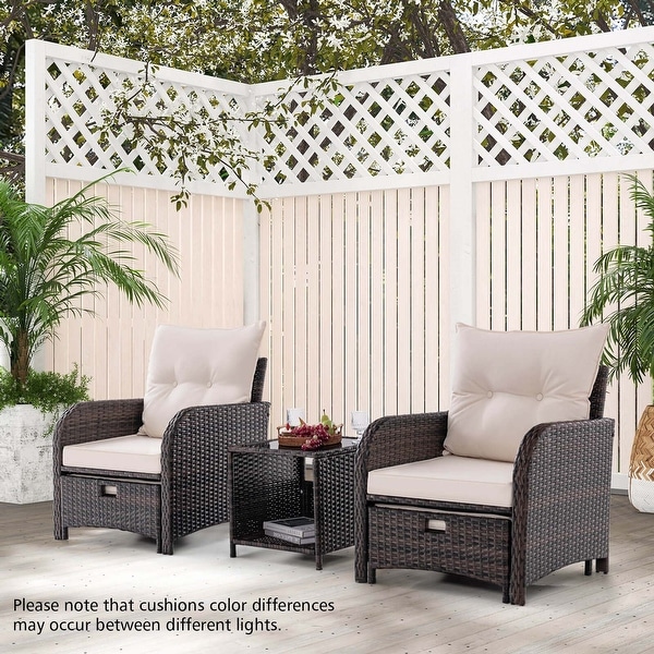 Costway 5 PCS Patio Conversation Set with 2 Chairs 2 Ottomans and 1