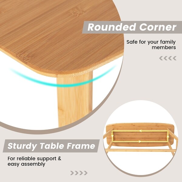 Costway Bamboo Bar Table 48'' High Top Console Dining Pub Table For - 48'' x 18'' x 39'' (L x W x H)