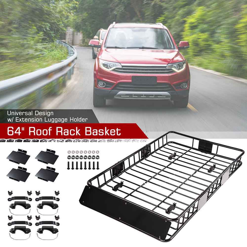 Yescom 64in Car Rooftop Cargo Basket Carrier w/ Extension Universal