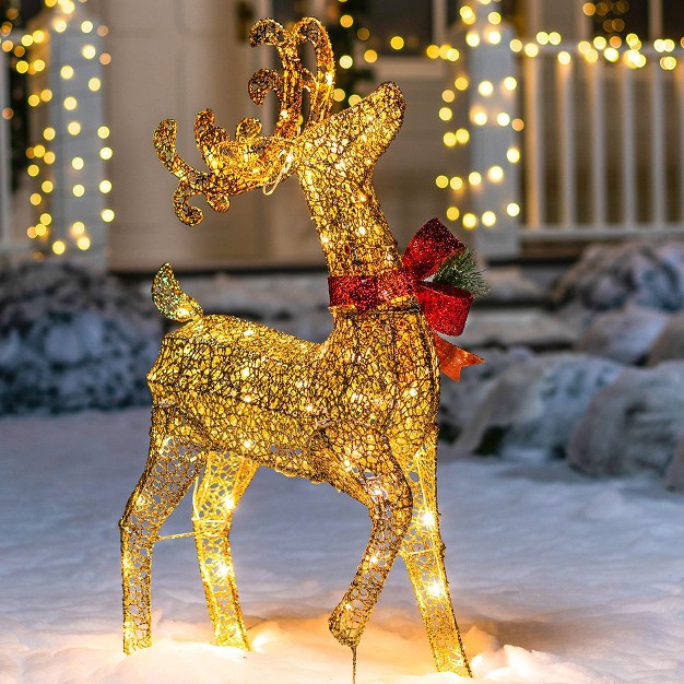 Joiedomi 3ft Gold Reindeer Buck Yard Light Christmas Outdoor Yard Garden Decorations