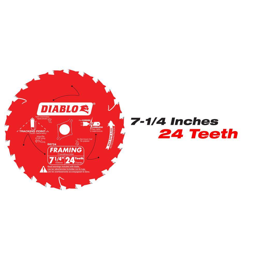 DIABLO 7-14 Circular Saw Blade Set - 24-Tooth Tracking Point Framing 40-Tooth Finish and 60-Tooth Fine Finish (3-Blades) D07244060R3GS