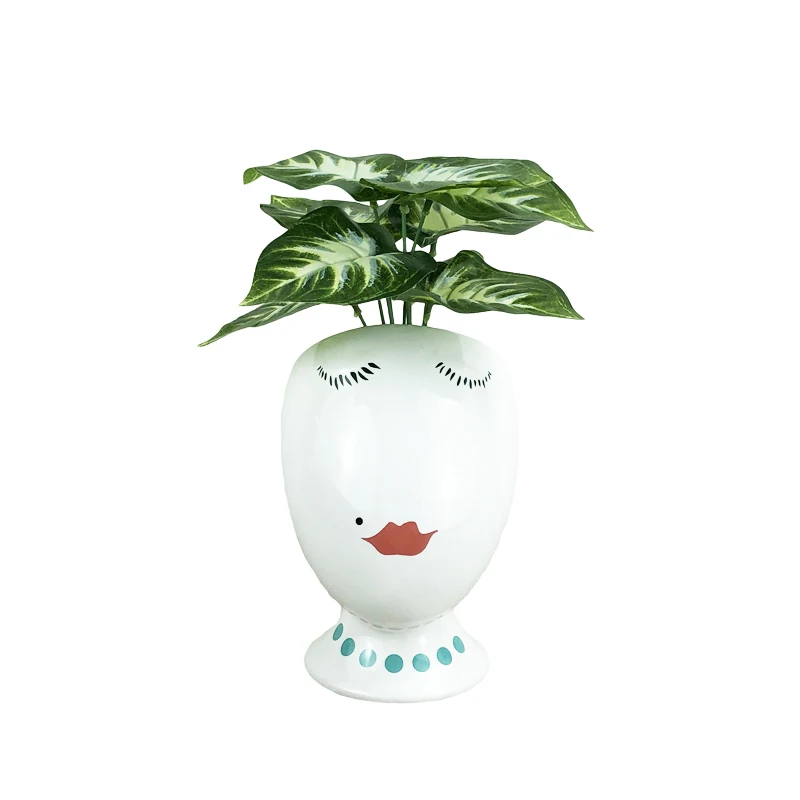 Unique Creative Design Home Garden Decoration Supplies Custom Ceramic Face Planter Flower Pot