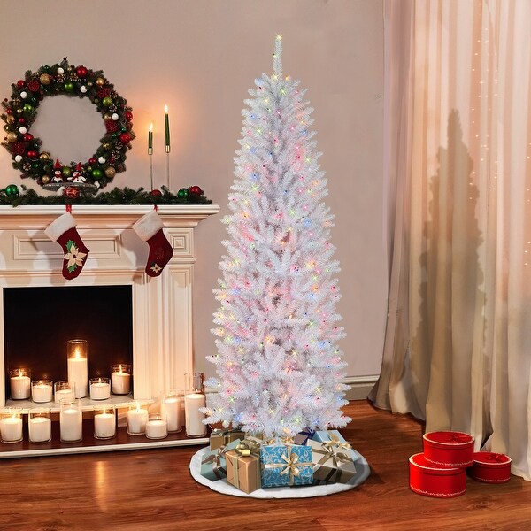 Puleo International PreLit 6.5' Pencil White Fraser Fir Artificial Christmas Tree