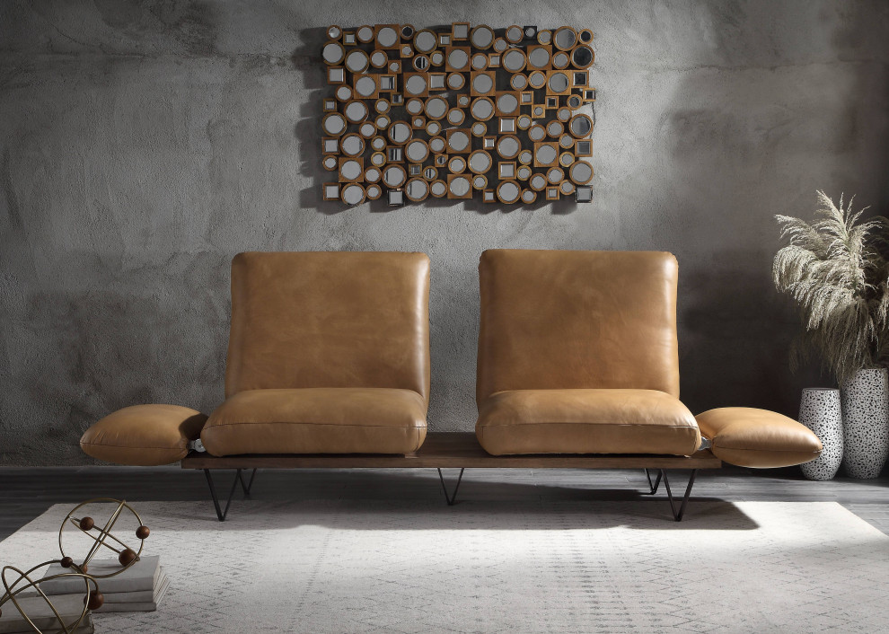 ACME Narech Sofa With Swivel  Nutmeg Top Grain Leather   Industrial   Sofas   by HedgeApple  Houzz