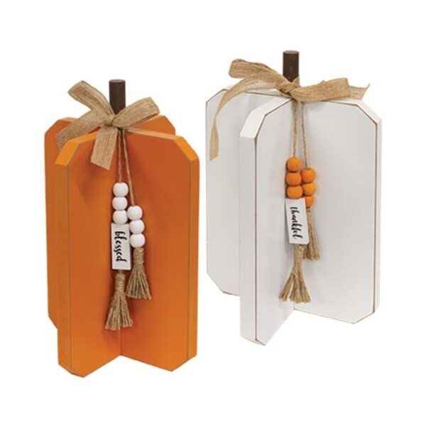 Fall Words Charm Wooden Interlocking Pumpkin 2 Asstd.