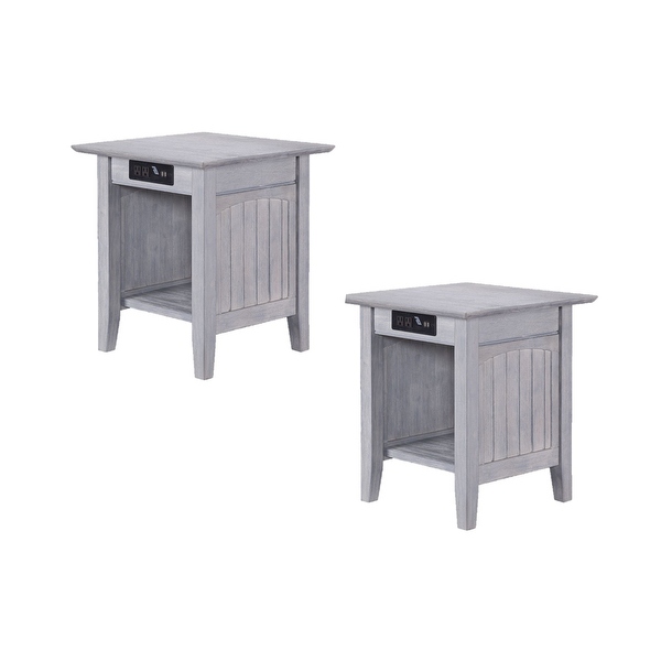 Nantucket Solid Wood End Table with USB Charger Set of 2