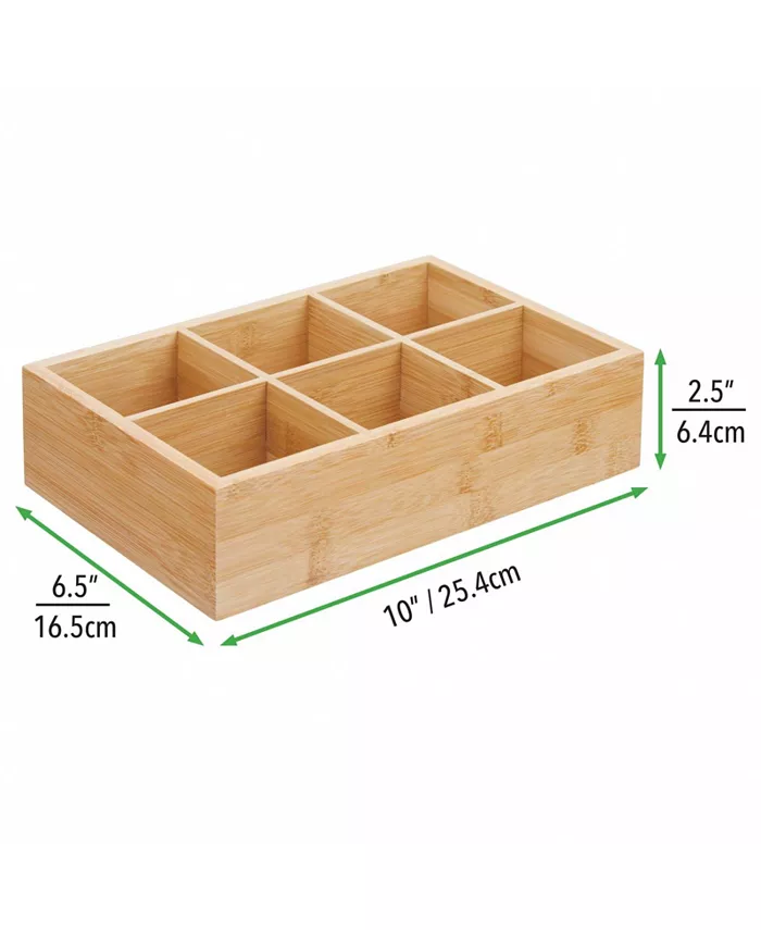 mDesign Bamboo Tea Snack or Food Storage Organizer Box 2 Pack Natural Wood