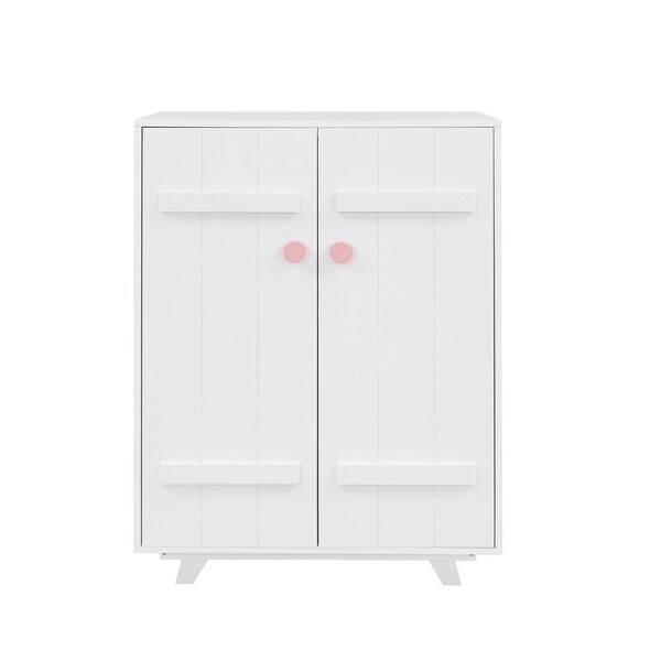 Wooden Wardrobe Cabinet with Hanging Rod， Storage Armoires with Doors for Kids' Room - - 36653319