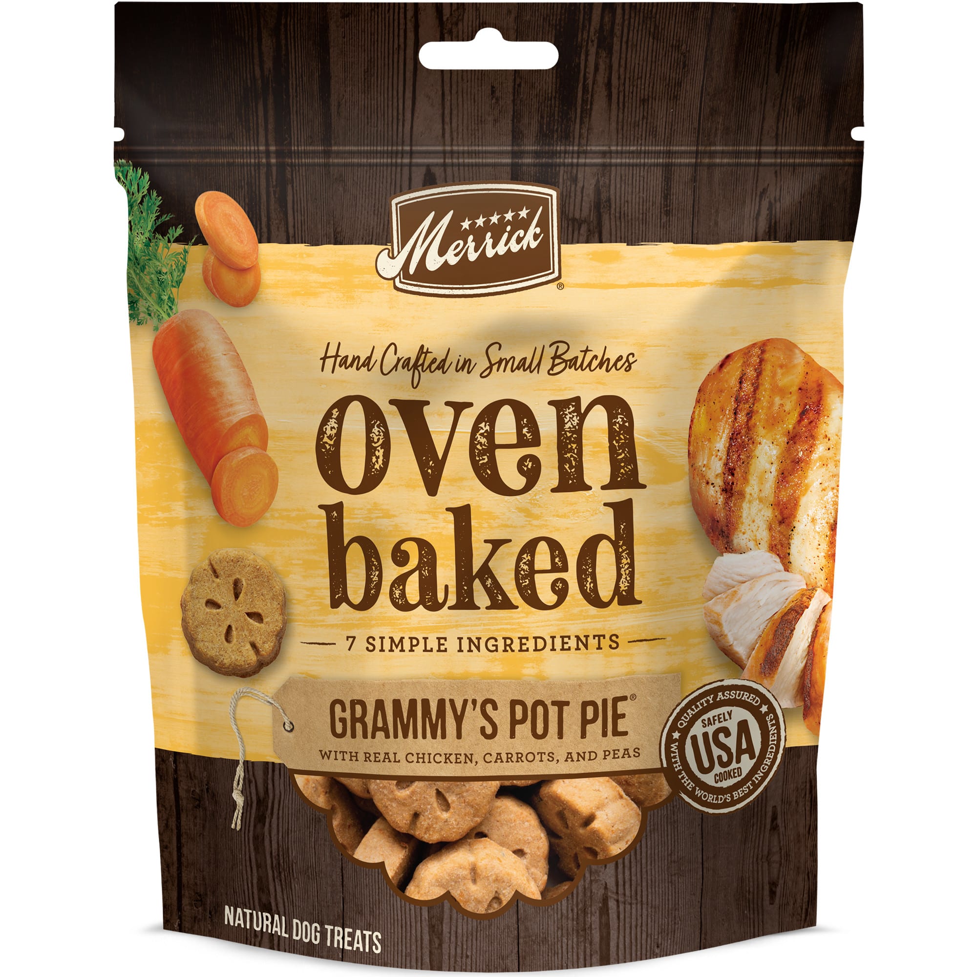 Merrick Oven Baked Grammys Pot Pie with Real Chicken， Carrots  Peas Treats for Dogs， 11 oz.