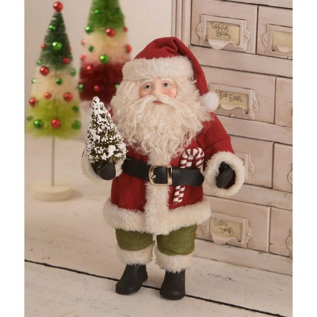 Christmas Vintage Posable Santa One Figurine 10 Inches Candy Canes Tree Td0043 Resin Red