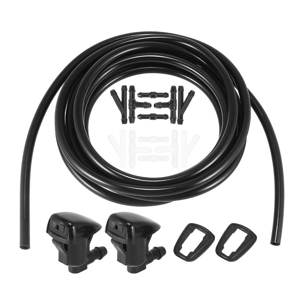 Unique Bargains Front Windshield Washer Hose Kit Fit For Dodge Nitro With Washer Fluid Hose 3 Meter Black Pack Of 15 With 12 Pcs Hose Connectors