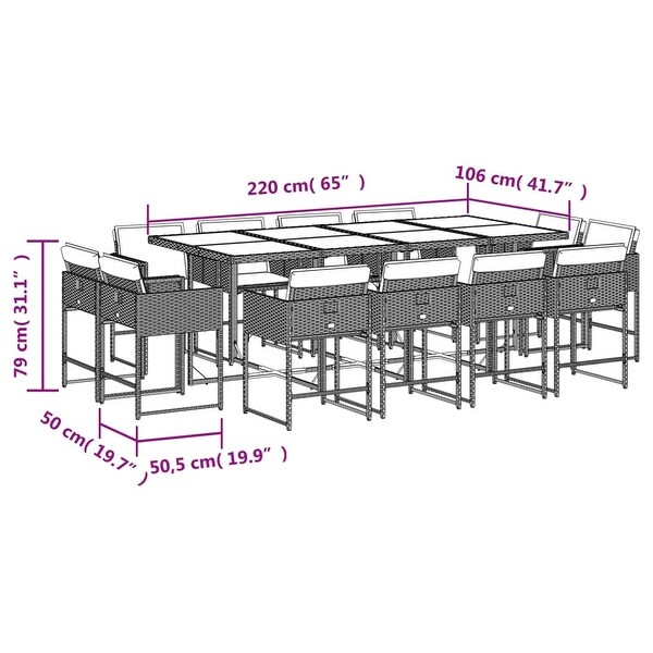 vidaX Patio Dining Set with Cushions Poly Rattan