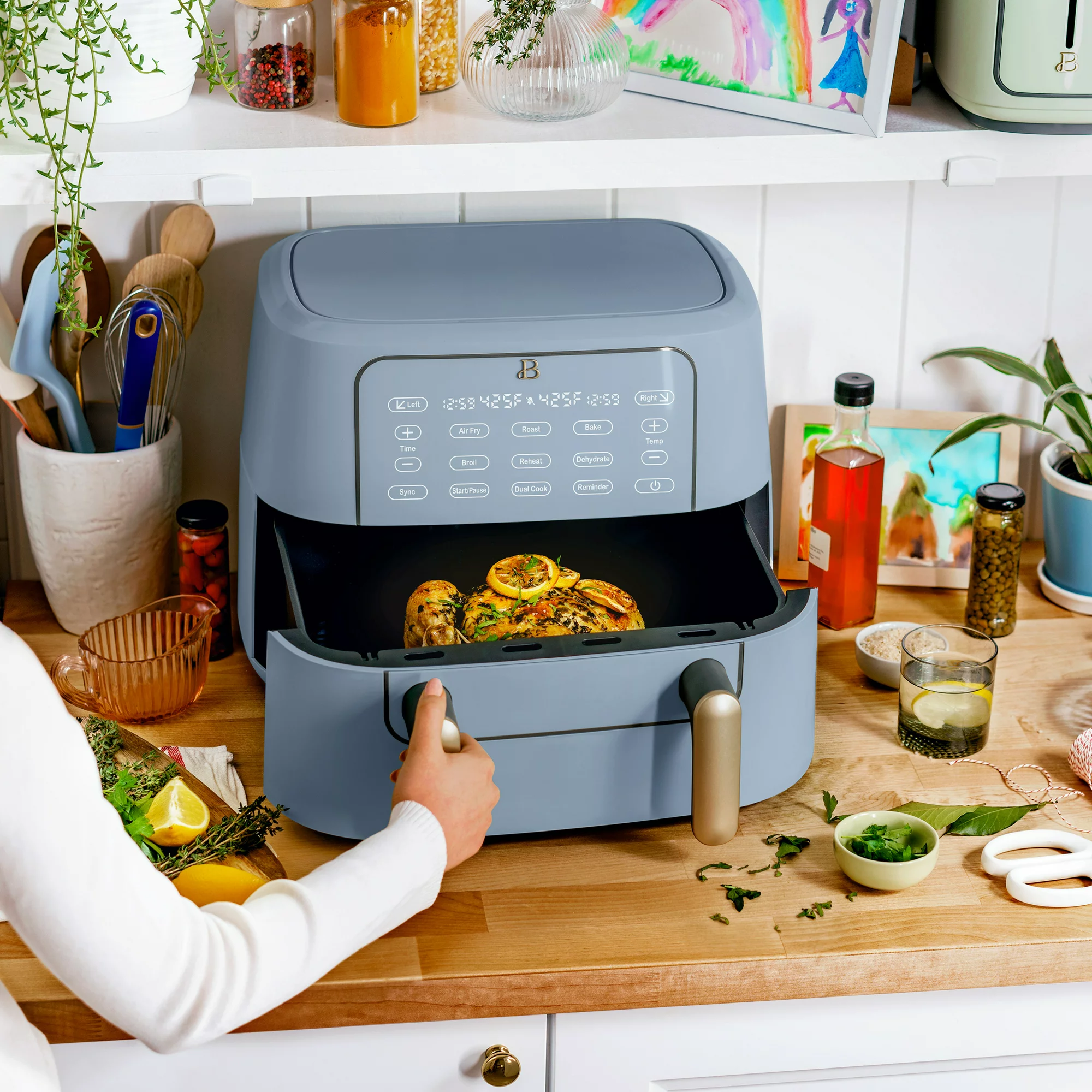 Beautiful 9QT TriZone Air Fryer， Cornflower Blue by Drew Barrymore