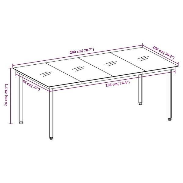 vidaXL Outdoor Dining Table Patio Table with Glass Top Garden Furniture Steel