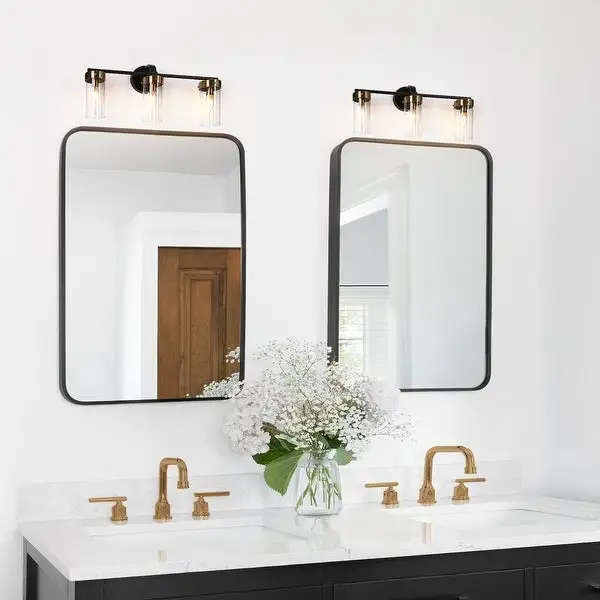 3-Light Modern Farmhouse Linear Bathroom Vanity Light Cylinder Glass Wall Sconce - 21.5