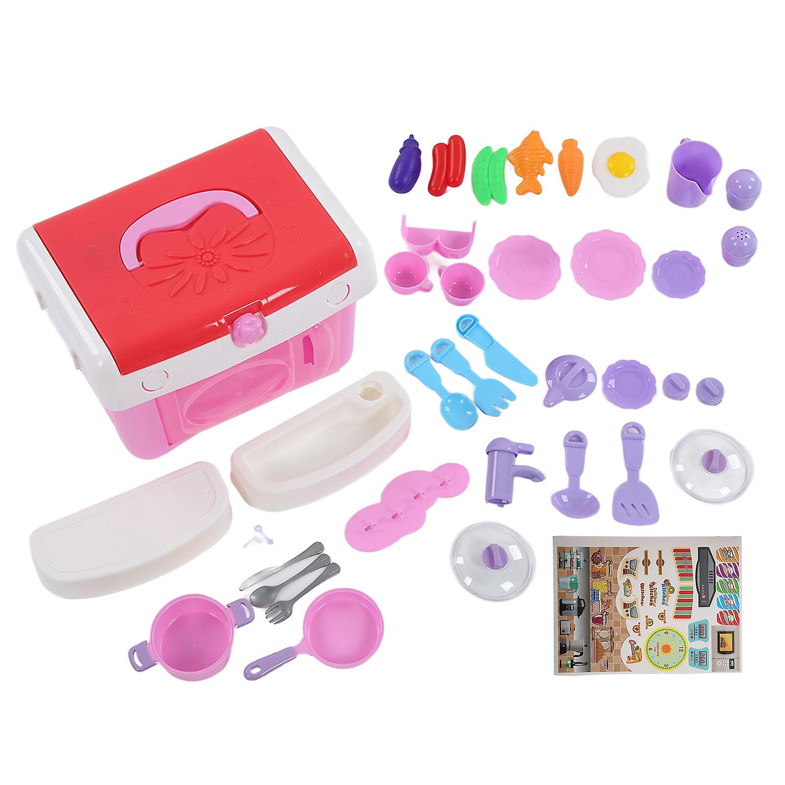 39pcs Mini Kitchen Playset Circulating Water Complete Accessories Smoother Edges Cooking Toy Set For Kids Gifts