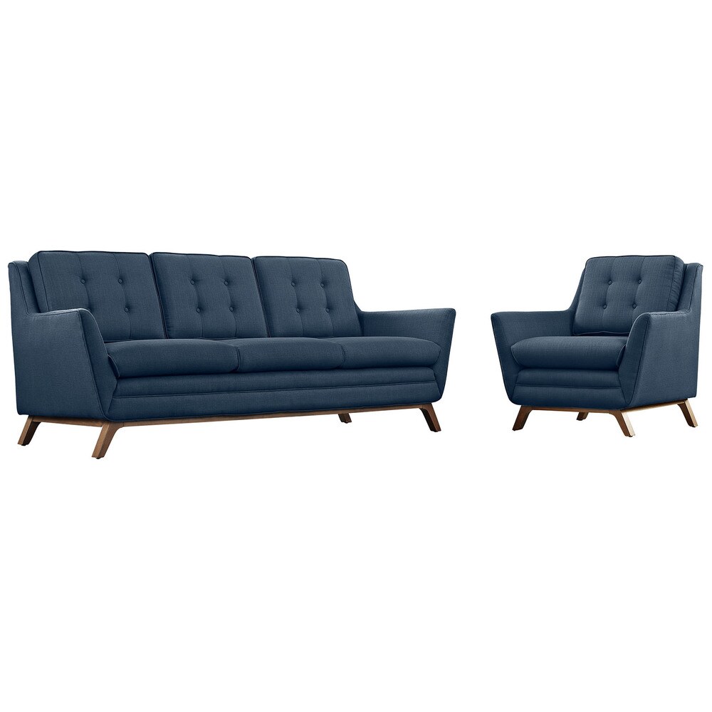 Beguile Tufted Fabric Armchair and Sofa Set