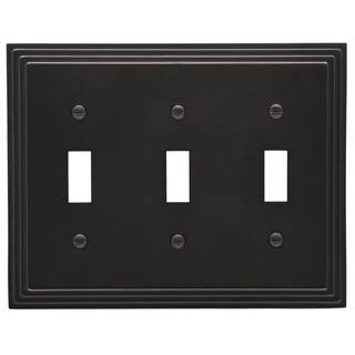 Hampton Bay Tiered 3 Gang Toggle Metal Wall Plate - Aged Bronze 84TTTVBHB