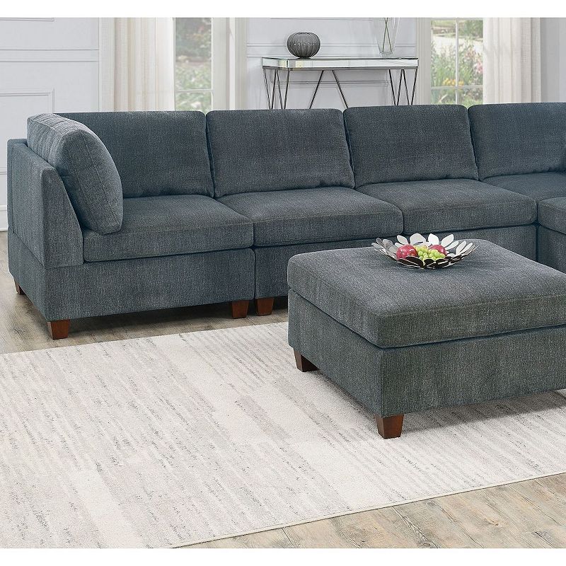 F.c Design Large L-sectional Modern Couch With Corner Wedges Chenille Fabric Modular Sectional Set