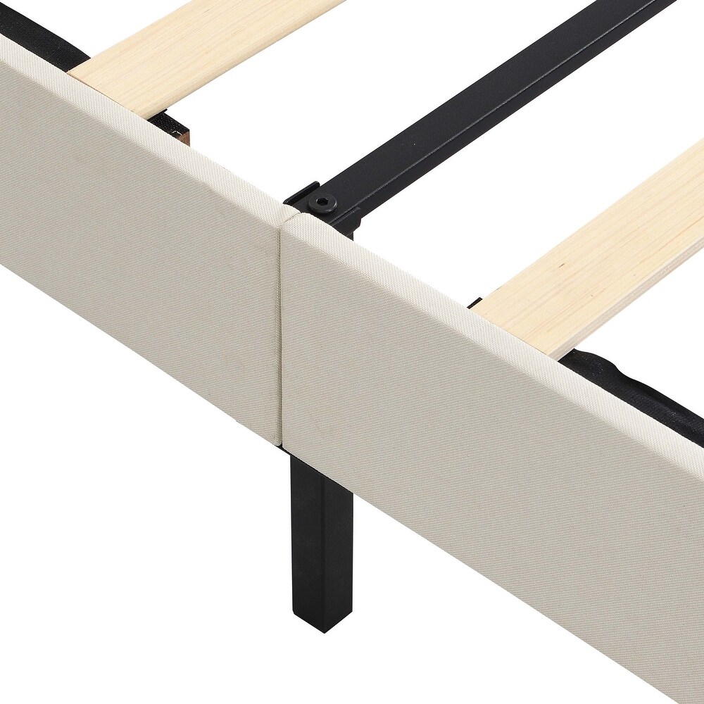 Platform Low Profile Wood Slat Support Bed Frame No Box Spring Needed