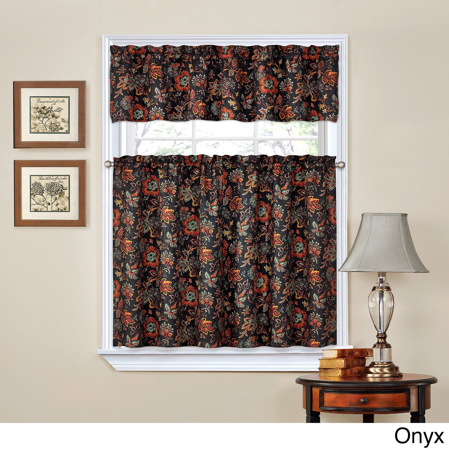 Traditions By Waverly Navarra Floral Kitchen Curtain And Valance Set