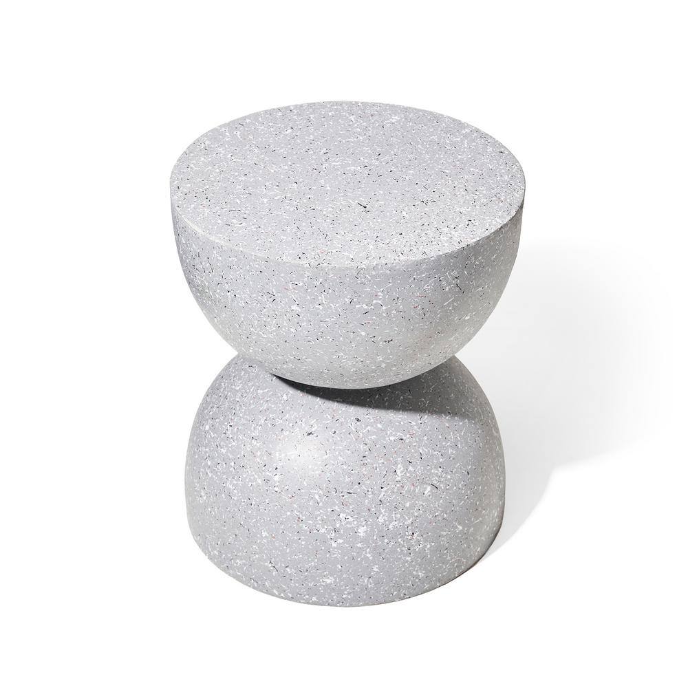 Glitzhome 17.75 in. H Multi-Functional MGO Resin Gray Terrazzo Garden Stool or Outdoor Planter Stand or Accent Table 2029500002