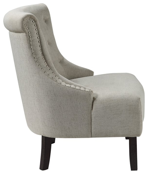 Traditional Accent Chair  Scrolled and Button Tufted Back With Padded Seat   Transitional   Armchairs And Accent Chairs   by Declusia  Houzz