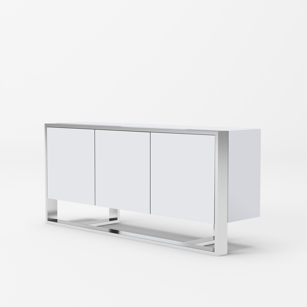 Modrest Fauna Modern White High Gloss   Stainless Steel Buffet