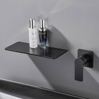 Zalerock Single-Handle Rectangular Waterfall Wall Mounted Bathroom Faucet in Matte Black H02LTBG033