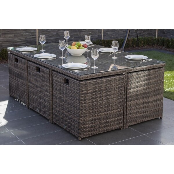 11piece Outdoor Dining Set With Cushions Wicker Furniture by Moda Furnishings