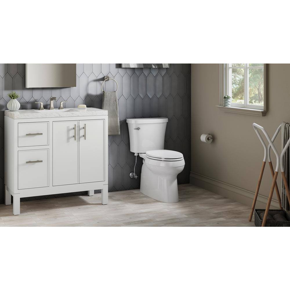 KOHLER Gleam 2-Piece Chair Height 1.28 GPF Single Flush Elongated Skirted Toilet in White Seat Included (6-Pack) K-31674-6-0