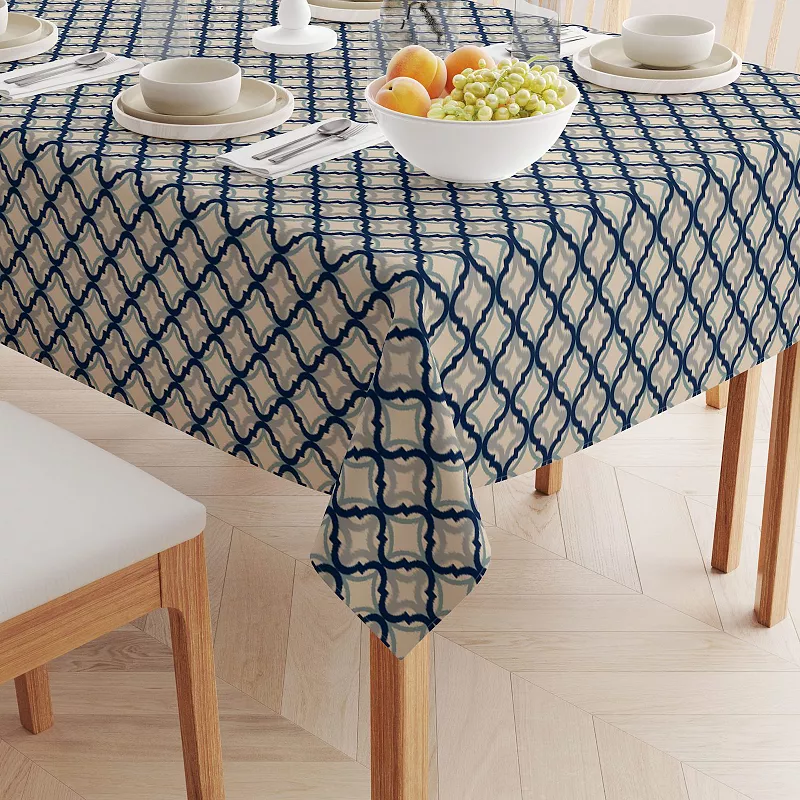 Square Tablecloth， 100% Polyester， 70x70， Blue Diamond Ogee