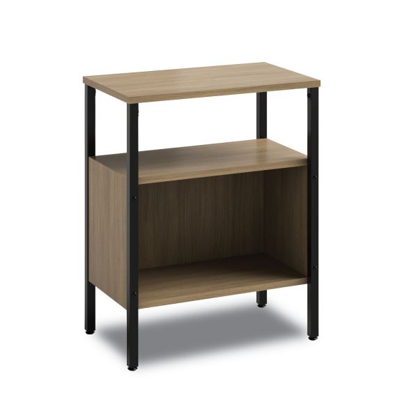 Safco Simple Storage， Two-Shelf， 23.5w x 14d x 29.6h， Walnut