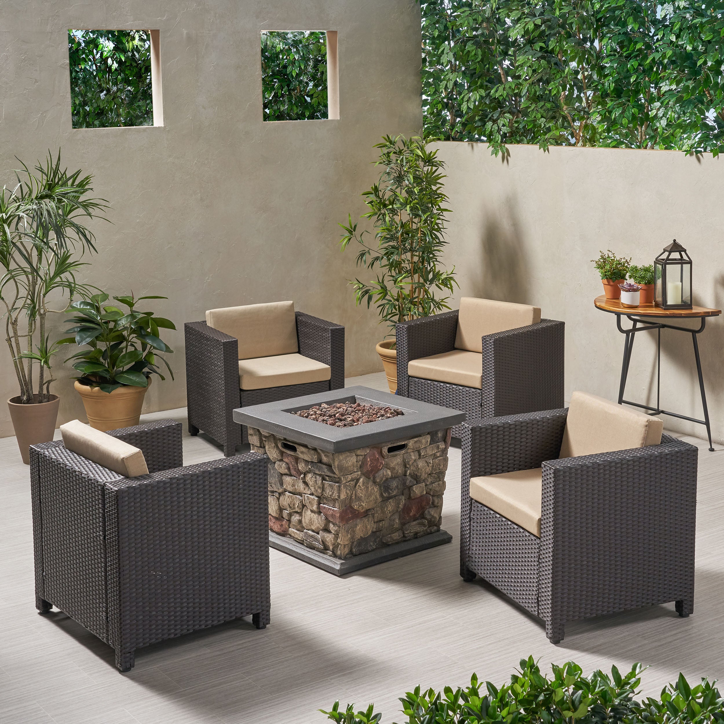 Venice 4-Seater Outdoor Fire Pit Chat Set