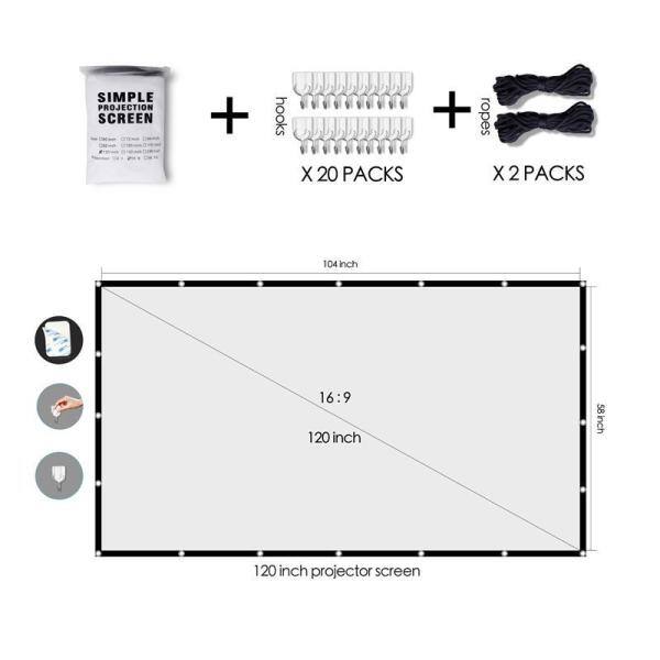 ProHT 120 in. Manual Folding Portable Projection Screen 05364