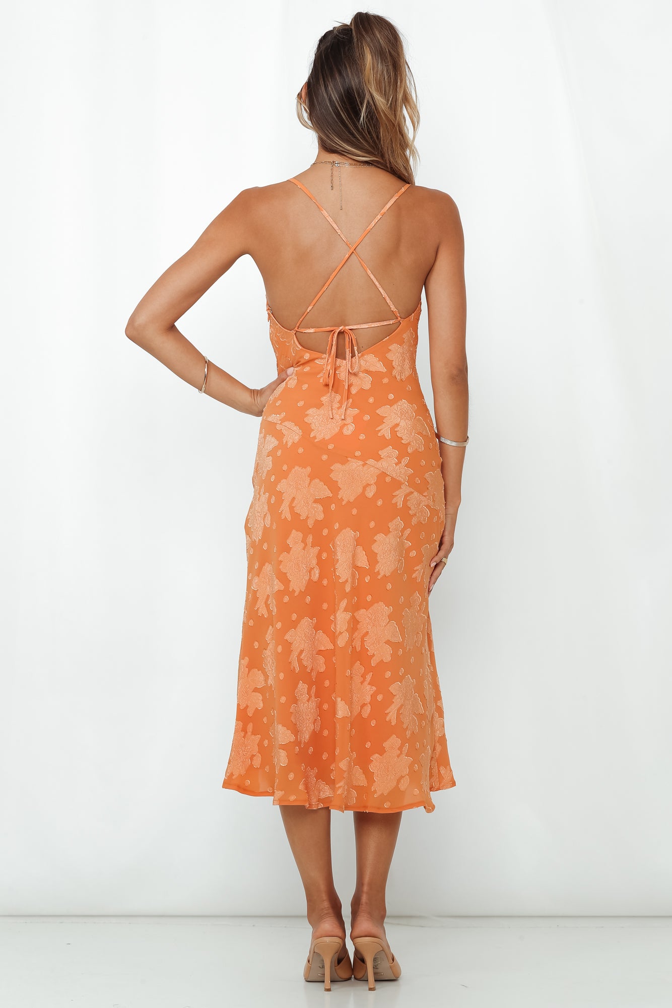 Drinks On Me Midi Dress Orange