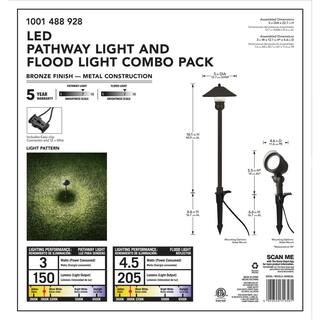 Hampton Bay Pearson Low-Voltage Bronze Outdoor Integrated LED Landscape Path Light and Flood Light Kit (8-Pack) IWV6628L