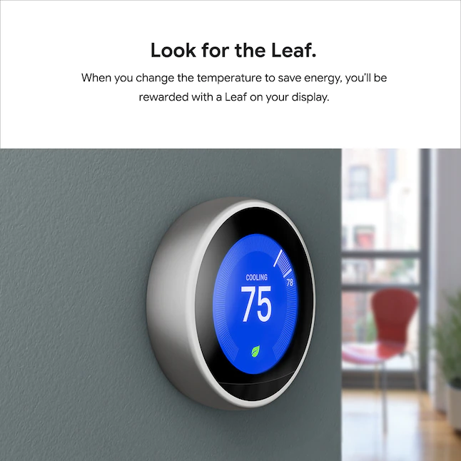 Google Nest Learning Smart Thermostat with WiFi Compatibility (3rd Generation) - Stainless Steel