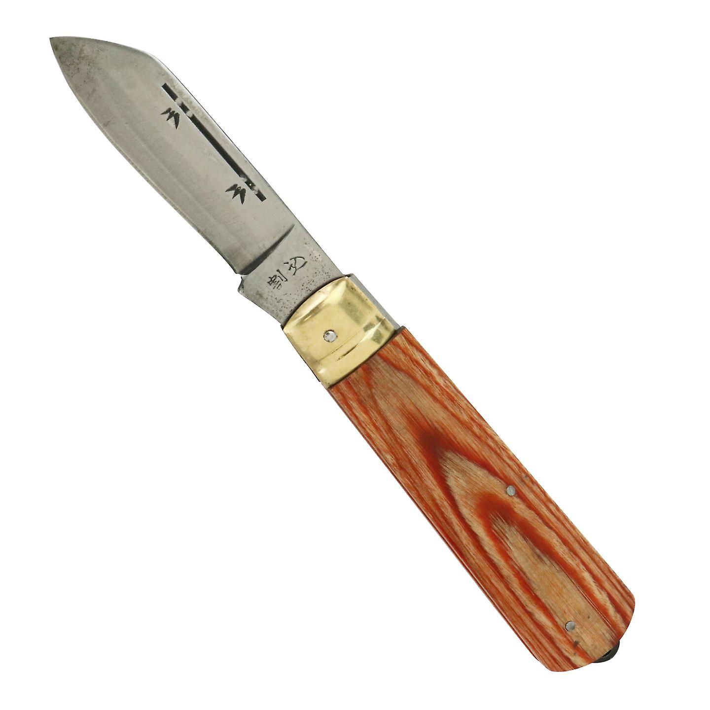 Japanese Cutting Tool 110mm Warikomi Blade Electrician Folding Utility Knife， with Brown Handle， for Camping， Fishing， and Electrical Work