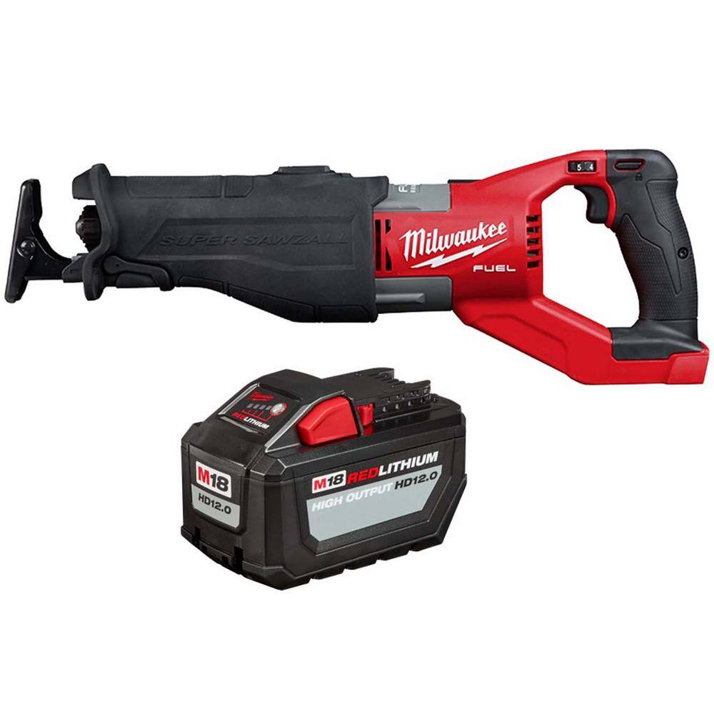 MW M18 FUEL 18V Lithium-Ion Brushless Cordless Super SAWZALL Orbital Reciprocating Saw  High Output 12.0Ah Battery 2722-20-48-11-1812