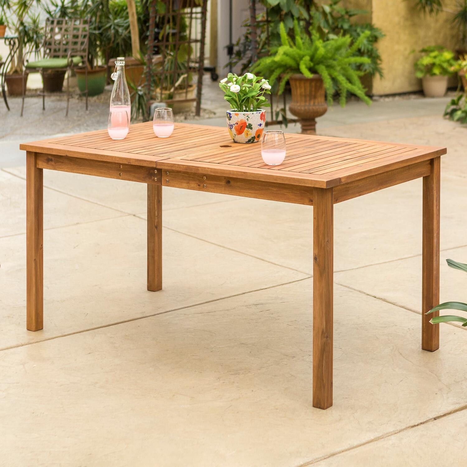 Ultimate Patio Camille Way 60 X 34 Inch Rectangular Brown Acacia Patio Dining Table