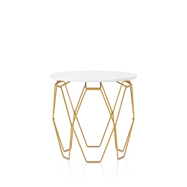 Ariya Modern White and Gold Tone Hexagon Caged 24-inch End Table