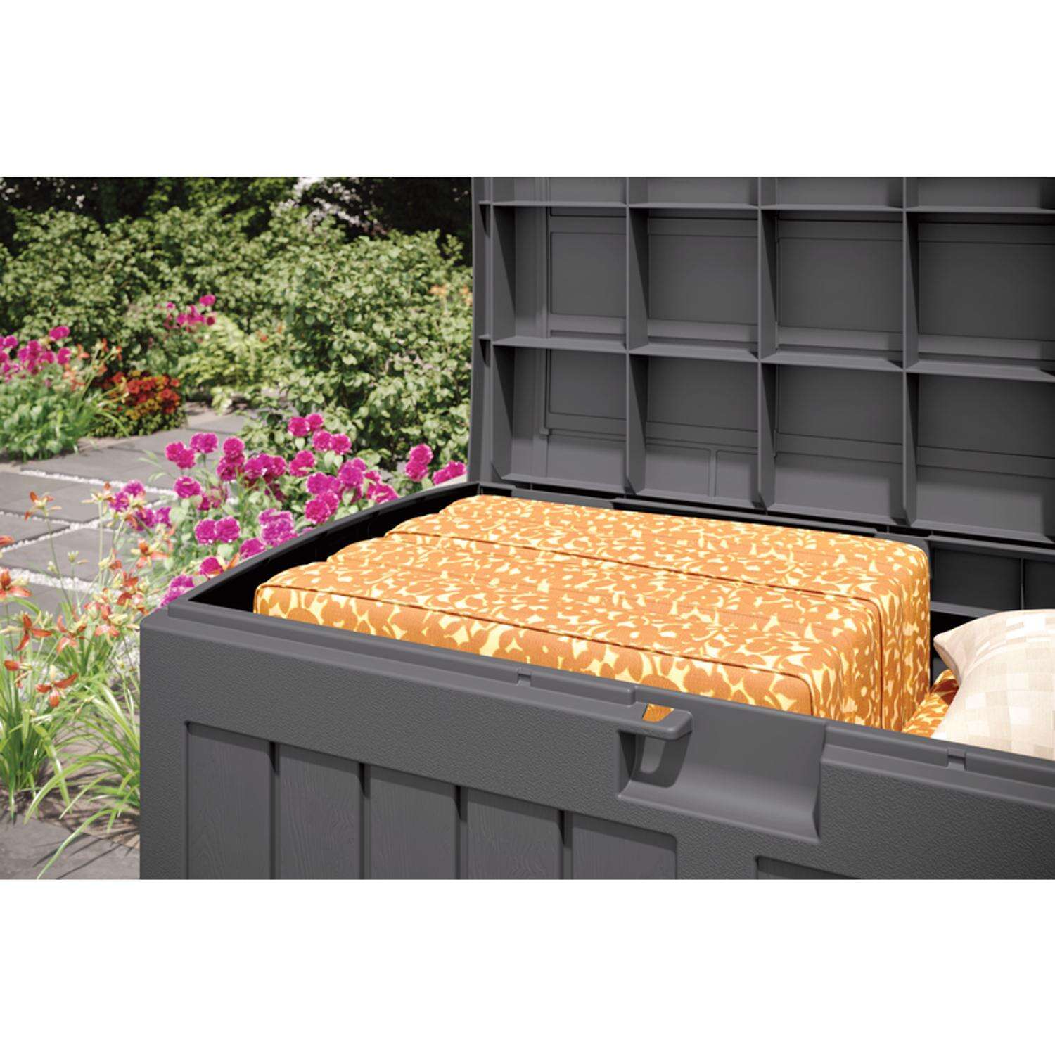 Suncast 37 in. W X 22 in. D Peppercorn Plastic Deck Box 50 gal