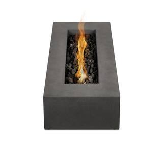 JENSEN CO Brookhurst 72 in. W x 12 in. H Outdoor GFRC Liquid Propane Fire Pit in Carbon with Lava Rocks 1591LP-CBN