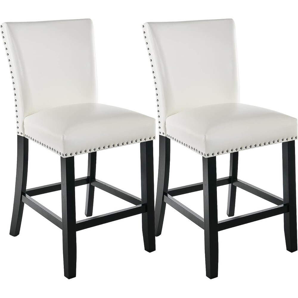 Faux Leather Bar Stools Upholstered Chairs with Set of 2