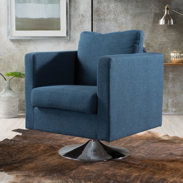 Holden Modern Swivel Chair Navy Christopher Knight Home