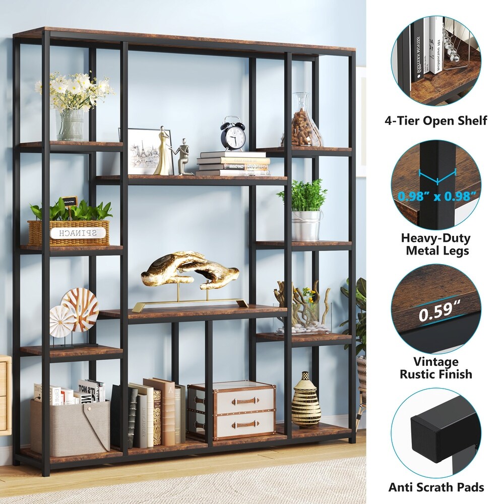 12 Open Shelf Etagere Bookcase Book Shelves Display Shelf   70.86'' H x 59'' W x 11.8'' D