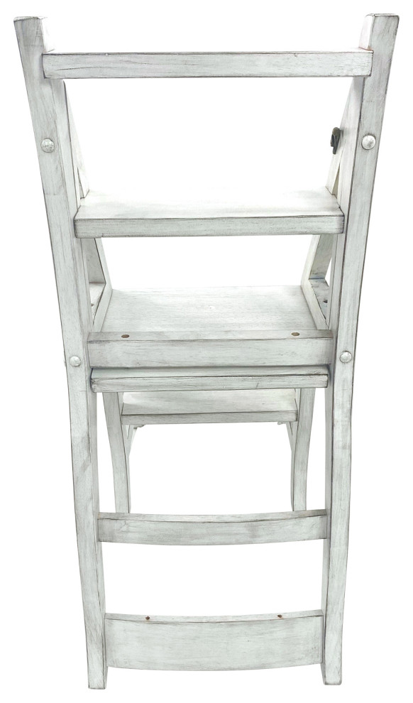 Antique White Folding Library Ladder Chair   Traditional   Armchairs And Accent Chairs   by CAROLINA CLASSICS  Houzz